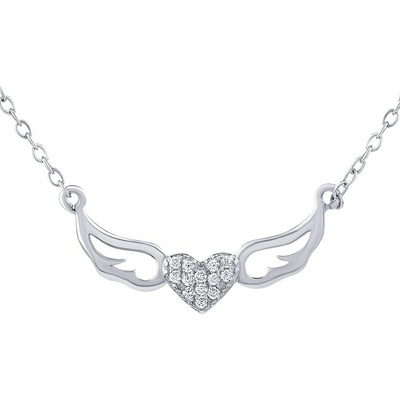 SILVEGO Stříbrný okřídlené srdce miley s brilliance zirconia JJJ0182N