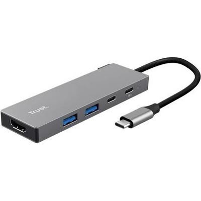 Trust Dalyx 5-in-1 26062 USB-C мултипорт хъб, HDMI 4K 60Hz, 2x USB-A, USB-C PD 85W, сив (26062)