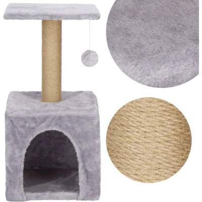 Springos Игрален комплект за котки, с място за драскане, скрит, платформа, 62см, сив (pa1032)