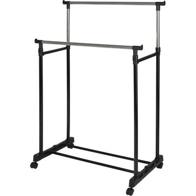 HomeLife Double Pojazdný stojan na šaty 75 x 33 x 153 cm čierný