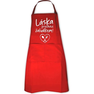 Fajntričko.cz Zástěra Láska prochází žaludkem Červená