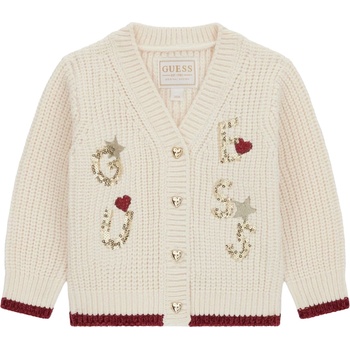 Guess Жилетка с дълъг ръкав Guess - С копчета тип сърце, бяла, 24 м (20254-A5BR00-Z3OC0-G012-24M)