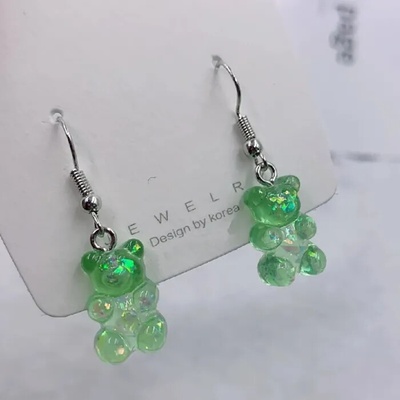 Oliwia Jewelry Náušnice Medvídek zelenkavá perleť EA1427-92