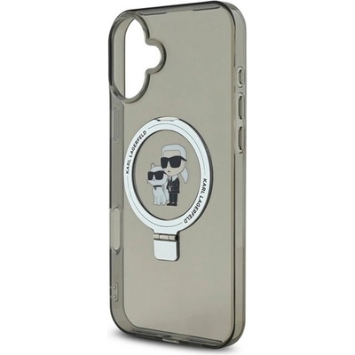 CG Mobile iPhone 16 KARL LAGERFELD RINGSTAND KARL AND CHOUPETTE MAGSAFE силиконов протектор за телефон, удароустойчив, амортисьор, черен KLHMP16SHMRSKCK (KLHMP16SHMRSKCK)