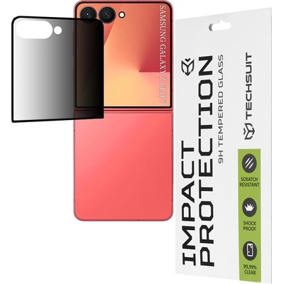 Techsuit Протектор за дисплей [преден екран] - Techsuit 111D Privacy Full Glue - Samsung Galaxy Z Flip7 - Черен