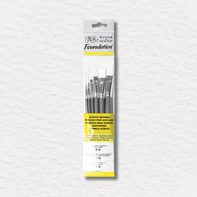 ŠTETCE NA AKRYL - WINSOR & NEWTON - FOUNDATION - KRÁTKA NÁSADA - MIX | 6 KS