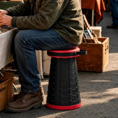 Zaparkorun Přenosný outdoorový taburet - červený