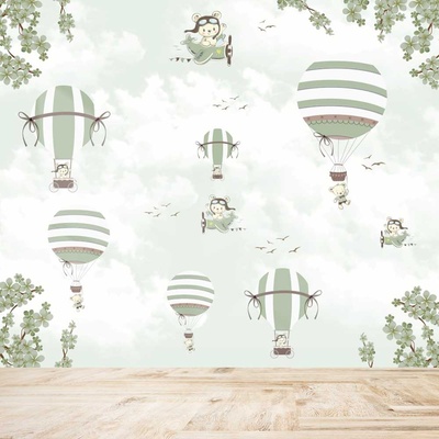 Decono Детски Фототапет Зелени Балони