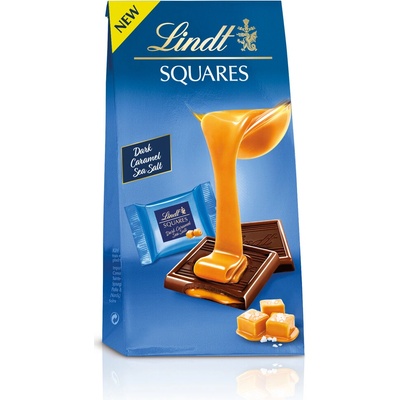 Lindt Squares Dark Caramel Sea Salt 9ks 144 g