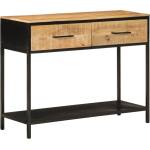 vidaXL Конзолна маса, 100x35x76 cм, мангово дърво масив и желязо (358581)
