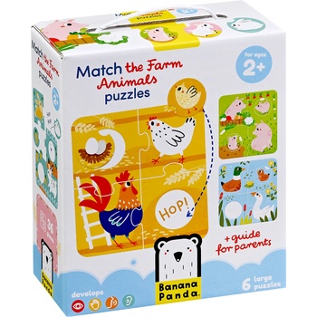 BANANA PANDA Детски пъзел Banana Panda 6 в 1 - Свържи животните от фермата (49168)
