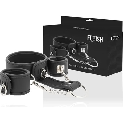 Ограничаващ аксесоар за китки и шия - Fetish Leather and Handcuffs (D-218913)