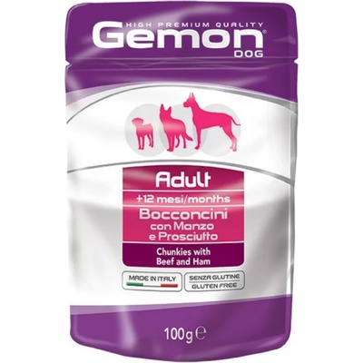 Gemon Beef and Ham Adult пауч за куче с говеждо месо и шунка 100gr