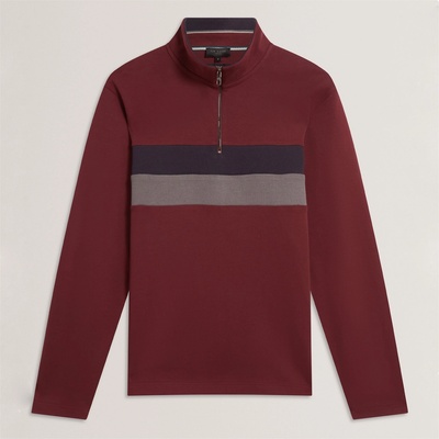 Ted Baker Men's 1/4 Zip Fleece - Oxblood