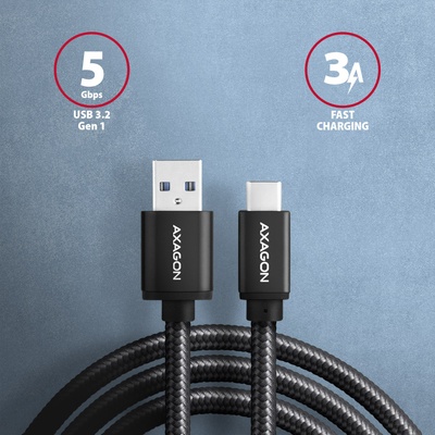 AXAGON Кабел Axagon BUCM3-AM15AB USB C - USB A 3.2 Gen 1 1, 5 м, черен (BUCM3-AM15AB)