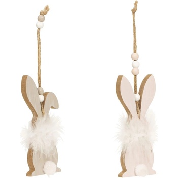 Textilomanie Závěsný dřevěný zajíček FLUFFY BUNNY 12 cm více variant