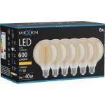 Mexen Vintis 6x LED нажежаема жичка E27, G95, 6W, Топла - 2200K, 600 lm, кехлибар (L157-E27-0622-50x06)