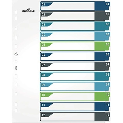 DURABLE Регистър DURABLE plastic A/4 maxi 1-12 цвят 679627 (679627)