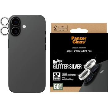 Panzer Протектор за камера PaznerGlass Hoops за iPhone 17/iPhone 16/16 Plus, Glitter Silver
