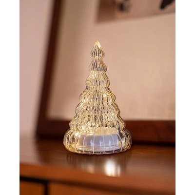 SIRIUS LED svetelný stromček, sklenený, číry,16,5 cm
