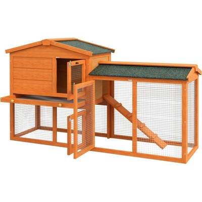 PawHut dřevěná králíkárna Cupin 1500 x 450 x 850 mm