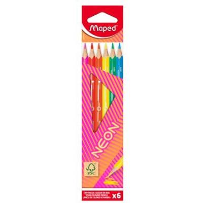 Maped Комплект цветни моливи, триъгълни, MAPED "Neon", 6 различни цвята 831801FC (831801FC)