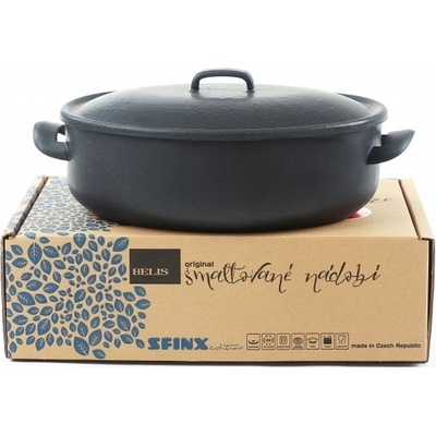 Belis Oválný pekáč s poklicí modrý smalt Belis/Sfinx 32 cm – Zboží Dáma