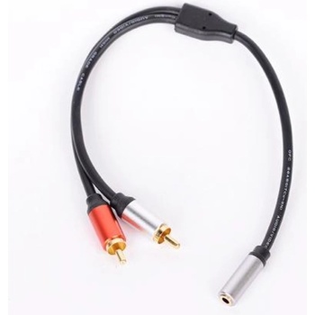 Royal Кабел Royal CABLE-407HQ, от 2x чинч(м) към 3.5mm жак(ж), 0.3m, черен