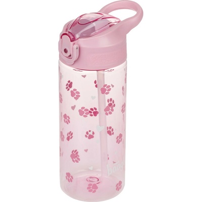 Baagl Tritanová fľaša na nápoje so slamkou Labky, 500 ml