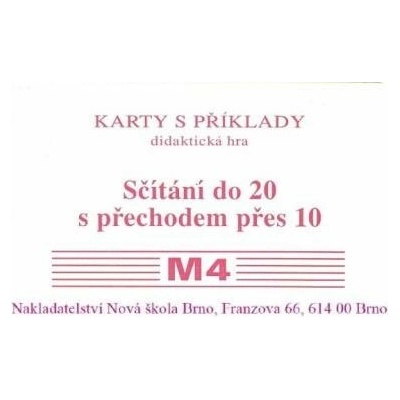 Sada kartiček M4 - Sčítání do 20 s přechodem přes 10 2-15
