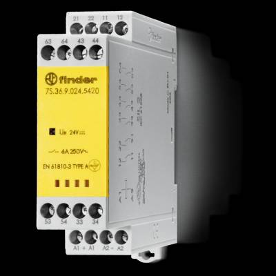 Relé 24V DC, 4 NO + 2 NC, 6A, Finder 7S.36.9.024.5420