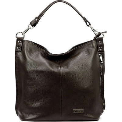 MiaMore Velká kožená kabelka na rameno i crossbody no. 053 tmavěhnědá