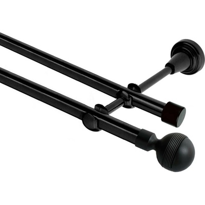 OK-GarnýžeCZ Garnýž kovová dvouřadá 19mm Gabi černá 200 cm do stěny / na tunýlek - bez kroužků