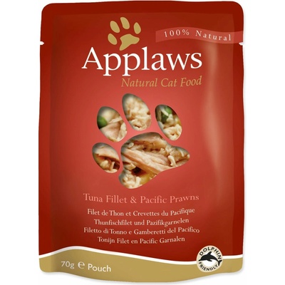 Applaws Cat Tuna Fillet with Prawn ve vývaru 70 g