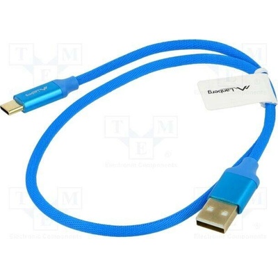 Lanberg CA-USBO-22CU-0005-BL USB 2.0, USB A vidlice, USB C vidlice, zlacený, 0,5m, modrý