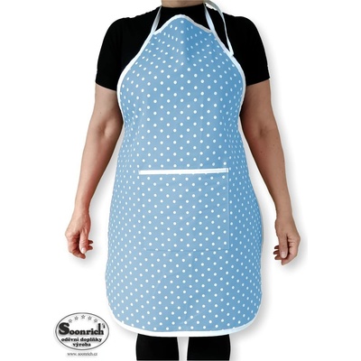 Soonrich zástěra bílé puntíky na modré zada059