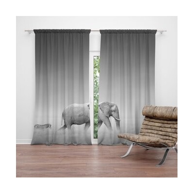 Sablio Závěsy Slon a zebra: 2 ks - 140x250 cm - Sablio