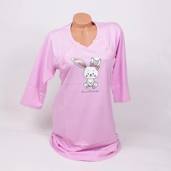 Image 1 of Нощница за бременни и кърмачки в светлолилаво със зайче