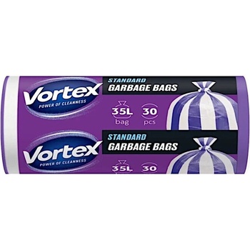 Vortex Стандарт Лилаво-бели раирани 35 л, торби за отпадъци, 30бр (4823071662535)