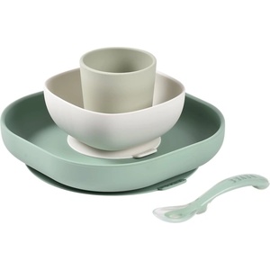 Beaba 4-Piece Silicone Dinner Set комплект за хранене Sage Green / Misty Green 4 бр