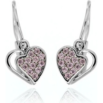 Zlatnictví U Kostela zlaté dětské náušnice srdíčka s růžovými kamínky 5238