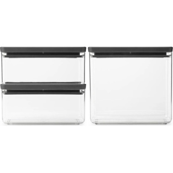 Brabantia Кутии за съхранение Brabantia Tasty+ Stackable 1008881, 2x1.5л+1x3.5л, Без BPA, Плътно затваряне, Тъмносив (1008881)