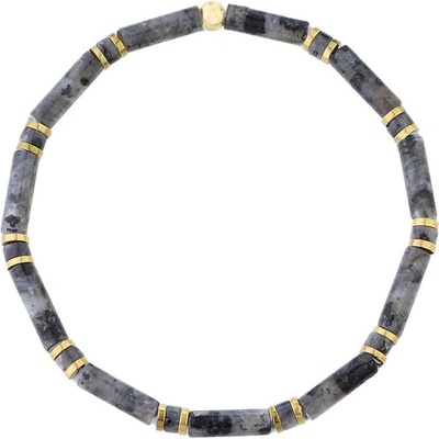 Manoki Luxusní pánský náramek Antonio Gold larvikit, zlatý hematit BA1195GS/23 Šedá 23 cm