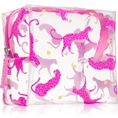BrushArt Accessories Transparent cosmetic bag прозрачна козметична чантичка Cheetah in love 15 x 14 x 9 cm