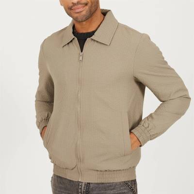 Brave Soul Яке Brave Soul Men's Taupe Seersucker Long Sleeve Harrington Jacket - Taupe