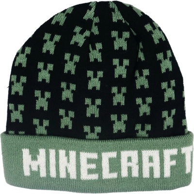 Minecraft zimní čepice Creeper loga černá