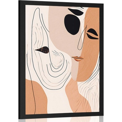 Plakát abstraktní tvary obličeje - 20x30 black