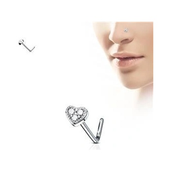 Šperky4U piercing do nosu srdíčko čiré kamínky N0087-C
