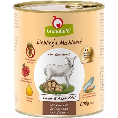 GranataPet Lieblings Mahlzeit jahňacie a zemiaky s fenyklom tvarohom a olivovým olejom 6 x 800 g