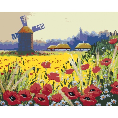 zuty Malování Podle Čísel Větrný Mlýn A Vlčí Mák 80 x 100 Cm Plátno Rám
